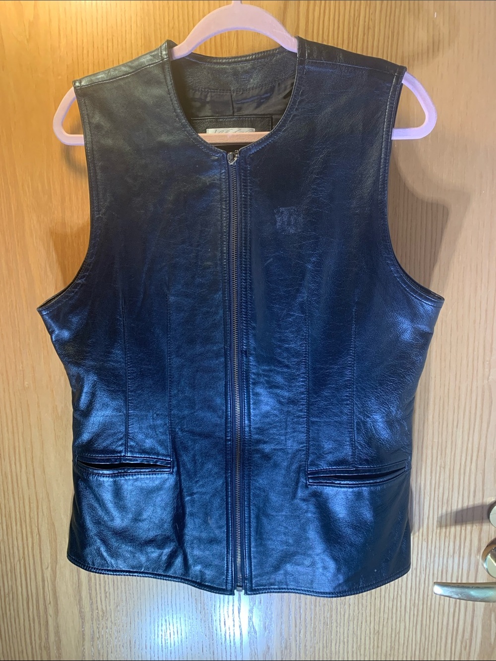 Lord & Taylor Black Leather Zip-Front Women's Vest - Size 12